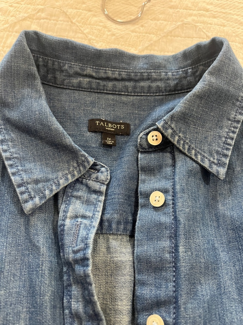 Talbots Chambray Button-Up Shirt - Light Blue